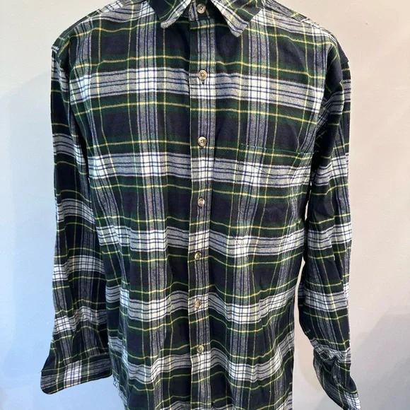 L.L. Bean Green and Blue Casual Button Down Shirt - Picture 1 of 5